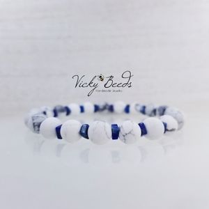 Howlite & Lapis Lazuli Beaded Stretch Bracelet